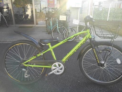 中古子供自転車３２９３　前後タイヤ新品！　サイクルベースあさひ　セドナ　２４インチ　６段ギヤ　LEDオートライト＋ハンドル上部フラッシュライト×２　 身長１２５㎝前後