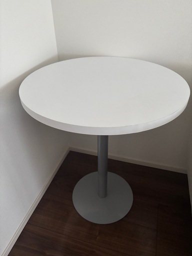 サイドテーブル　カフェテーブル　円形　白　幅60cm