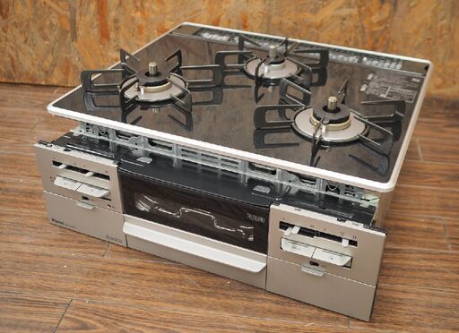 実使用無 Rinnai リンナイ ビルトインガスコンロ RB31AW28P1RVW 都市ガス用 幅 60cm 3口コンロ 水無し両面焼き 2023年製 RB31W28PRW