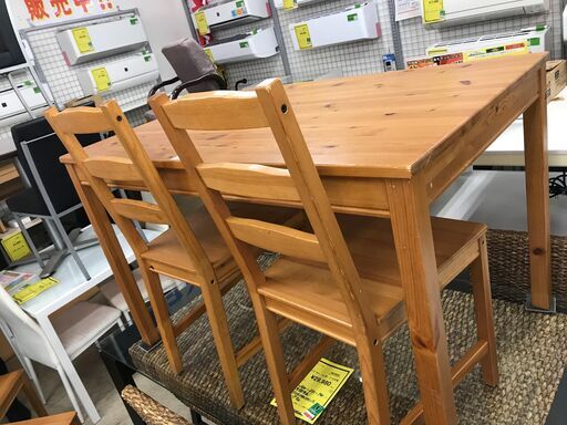 新入荷！イケア IKEA ダイニングテーブルセット ダイニングテーブル5点セット ダイニング イス4脚 JOKKMOKK ヨックモック アンティーク風 アンティークステイン 木製 無垢材 北欧 おしゃれ クリーニング済 堺市 石津【ジャングルジャングルサカイ石津店】