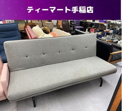 ② セミダブルベッドクラスの ソファベッド ファブリック リクライニング 幅190cm 灰色 布 3人掛け 3P 札幌市手稲区