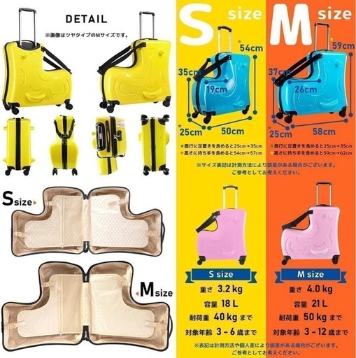 子供が乗れるキャリーケースMサイズ　ブルー