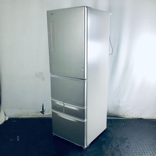 ID:rg219589 【自社配送エリア内限定】東芝 TOSHIBA 冷蔵庫 ファミリー 中古 2018年製 5ドア 411L シャンパン ファン式 右開き GR-M41GK(NS)  【リユース品：状態C】【送料無料】【設置費用無料】