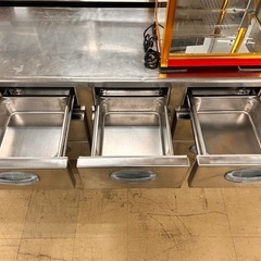 4605 13年製 フクシマ ドロワー コールドテーブル 冷蔵 左 YDC-160RM1 ホテルパン付き 