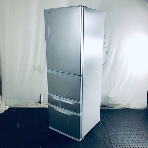 ID:rg219629 【自社配送エリア内限定】東芝 TOSHIBA 冷蔵庫 ファミリー 中古 2018年製 5ドア 410L シルバー ファン式 右開き GR-K41G(S)  【リユース品：状態B】【送料無料】【設置費用無料】