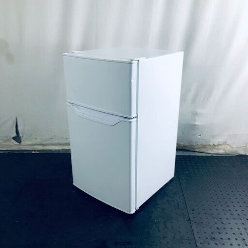 ID:rg219636 山善 YAMAZEN 冷蔵庫 一人暮らし 中古 2021年製 2ドア 86L ホワイト 直冷式 右開き YFR-D91(W)  【リユース品：状態B】【送料無料】【設置費用無料】