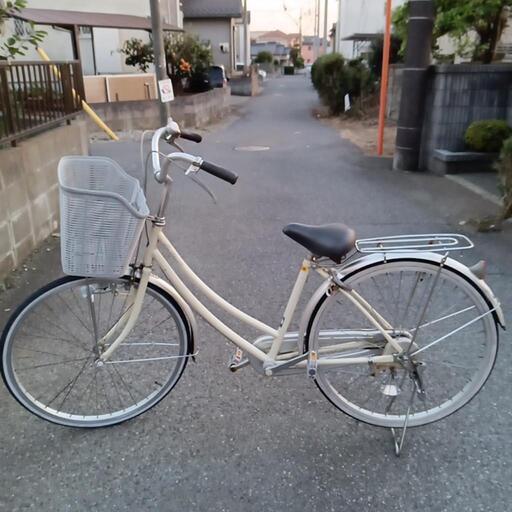 自転車　ママチャリ　26　買ったばかり　ブリジストン　クリーム色　すぐに乗れます　メンテナンス済み　ライト新品
