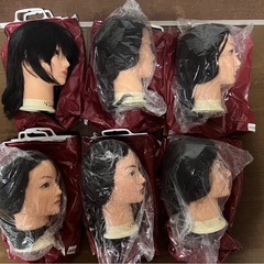 カットウィッグ 練習用ウィッグ カラーリング 対応 人毛100％　6個セット カットウィッグ 練習用ウィッグ カラーリング 対応 人毛100％ 6個セット