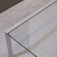 展示品◆Cassina ixc.(カッシーナ イクスシー)/team by wellis(チーム・バイ・ウェリス) ルームリビングコーヒーテーブル。クリアガラスとアルミ脚のシンプルなセンターテーブル。