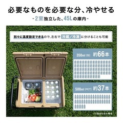 ポータブル冷蔵庫　PowerArQ ICEBERG 45L コヨーテタン　使用回数2回のみ　キャンプ　アウトドア　最大対策