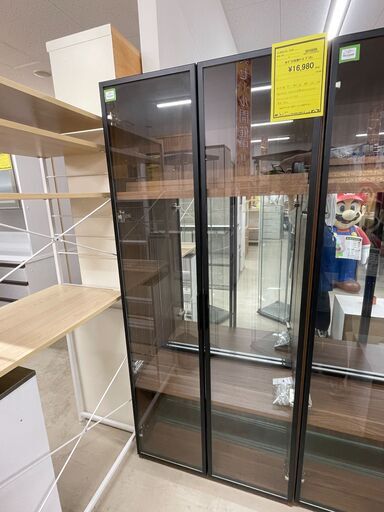 ジモティ来店特価!!　ガラス収納ケース　ブラウン　J-10114