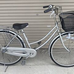 26インチ 3段ギア ママチャリ シルバー 大人用自転車 鍵付