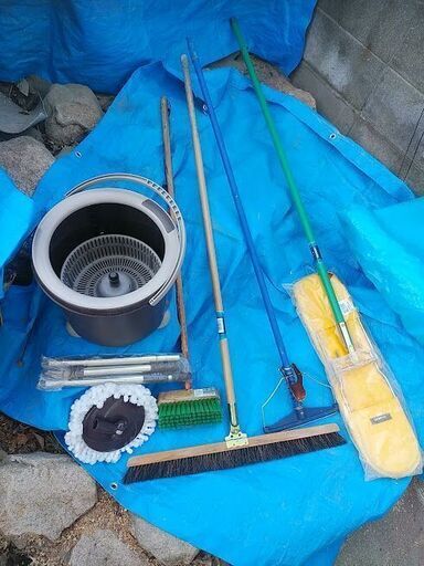 掃除用具　回転モップ　自在ほうき　デッキブラシ　フロアモップ
