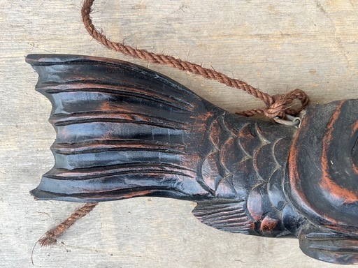 GO-266】囲炉裏 いろり 横木 自在鉤 木製 日本家屋 和家具 鯉