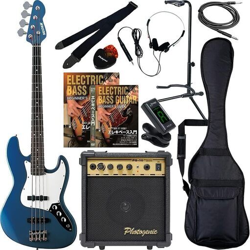 ほぼ新品 SELDER セルダー ベース ジャズベースタイプ JB-30/メタリックブルー 初心者入門セット