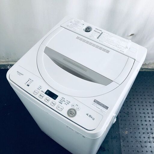 ID:se10846 シャープ SHARP 洗濯機 一人暮らし 中古 2021年製 全自動洗濯機 4.5kg べージュ 送風 乾燥機能付き ES-GE4E-C  【リユース品：状態B】【送料無料】【設置費用無料】