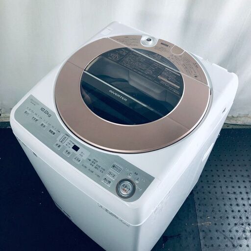 ID:sg218596 シャープ SHARP 洗濯機 ファミリー 中古 2018年製 全自動洗濯機 10.0kg ブラウン 送風 乾燥機能付き ES-GV10B-T  【リユース品：状態A】【送料無料】【設置費用無料】