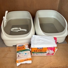 猫用ケージ×2 　トイレ×2  給水機セット　