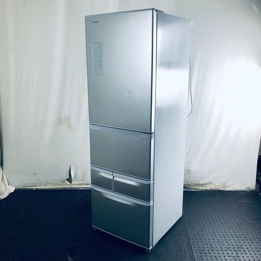 ID:rd24289 【自社配送エリア内限定】東芝 TOSHIBA 冷蔵庫 ファミリー 中古 2017年製 5ドア 410L シルバー ファン式 右開き GR-417G(S)  【リユース品：状態B】【送料無料】【設置費用無料】