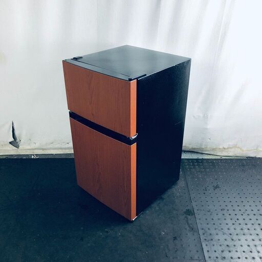 ID:rg219652 オーヤマ 冷蔵庫 一人暮らし 中古 2019年製 2ドア 87L ダークウッド 直冷式 右開き PRC-B092D-M  【リユース品：状態B】【送料無料】【設置費用無料】