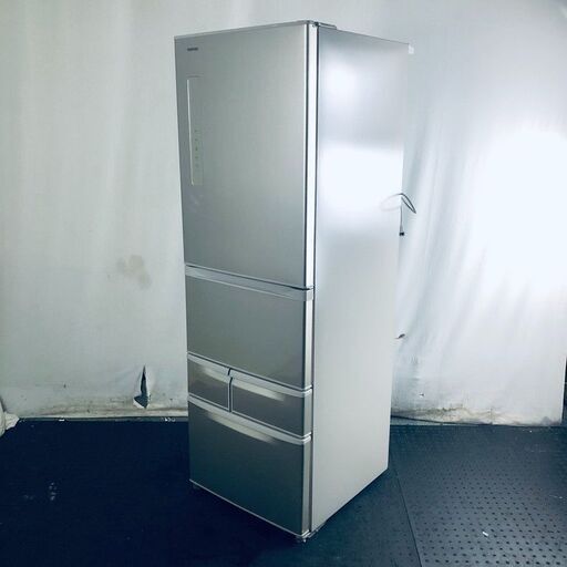 ID:rg219656 【自社配送エリア内限定】東芝 TOSHIBA 冷蔵庫 ファミリー 中古 2017年製 5ドア 411L シルバー ファン式 右開き GR-M41GK(NS)  【リユース品：状態B】【送料無料】【設置費用無料】