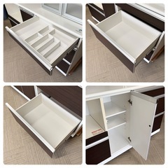 【美品‼️】高級♪ 古賀家具工業 173cm幅キッチンボード 食器棚 収納家具 木目調ダークブラウン♪