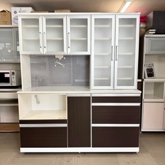 【美品‼️】高級♪ 古賀家具工業 173cm幅キッチンボード 食器棚 収納家具 木目調ダークブラウン♪