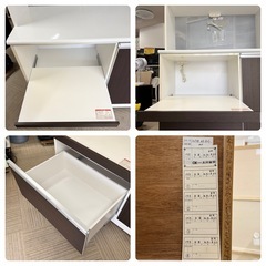 【美品‼️】高級♪ 古賀家具工業 173cm幅キッチンボード 食器棚 収納家具 木目調ダークブラウン♪