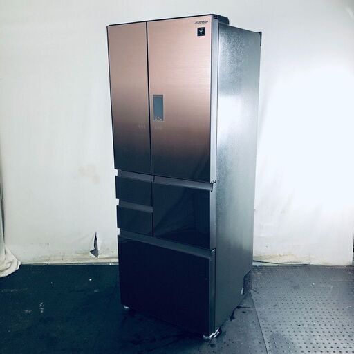 ID:rc12533 【自社配送エリア内限定】シャープ SHARP 冷蔵庫 ファミリー 中古 2020年製 6ドア 502L ブラウン ファン式 観音開き SJ-AF50F-T  【リユース品：状態B】【送料無料】【設置費用無料】