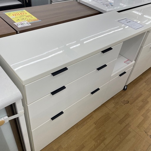 【ドリーム川西店御来店限定】 ニトリ キッチンボード ホワイト H845×W1195×D415 クリーニング済み 【2001239255600106】