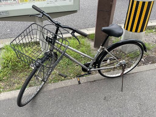 自転車　No.1494　シルバー　シティサイクル　27インチ　【リサイクルショップどりーむ荒田店】