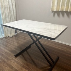 【定価76800円】昇降式テーブル「グラナダ」セラミック天板 ホワイトクオーツ色 定価76800円】昇降式テーブル「グラナダ」セラミック天板 ホワイト