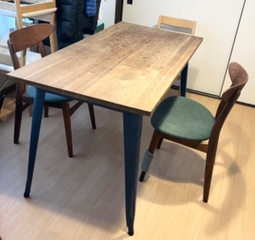 NOCE 木製ダイニングテーブル 140cm ナチュラル ブルー