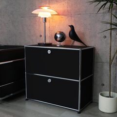 【引取限定！早い人優先！】新品未使用！USMハラー サイドボード リプロダクト 北欧 2段 鍵付き サイドボード 幅77cm 国内在庫 モジュール 家具 完成品 ハラーキャビネット チェスト リビング 収納 モダン HL-03BK