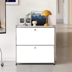 【引取限定！早い人優先！】新品未使用！USMハラー サイドボード リプロダクト 北欧 2段 鍵付き サイドボード 幅77cm 国内在庫 モジュール 家具 完成品 ハラーキャビネット チェスト リビング 収納 モダン HL-03WH