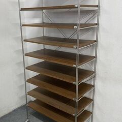 無印良品/MUJI ウォールナット ステンレスユニットシェルフ 幅84 棚板9枚 中古家具 店頭引取歓迎 R8741