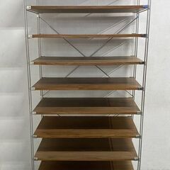 無印良品/MUJI ウォールナット ステンレスユニットシェルフ 幅84 棚板9枚 中古家具 店頭引取歓迎 R8741