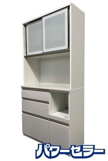 ニトリ/NITORI キッチンボード アルミナ2 ホワイト 幅100cm ハイグロス 食器棚 100KB WH 中古家具 店頭引取歓迎 R8759
