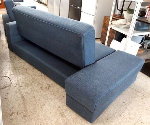 ニトリ ソファベッド① 布 ネイビー系 マルチファンクショナル3 SOFABED 引出し付き スツール付き 札幌市北区屯田