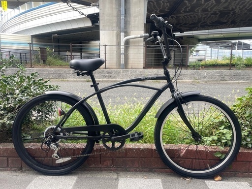 中古車キレイ✨　小径ビーチクルーザー　KB　24インチ　150㎝～175㎝　SHIMANO/外装6段変速　　マットブラック　中古自転車　整備済　点検調整永久無料✨　西宮市