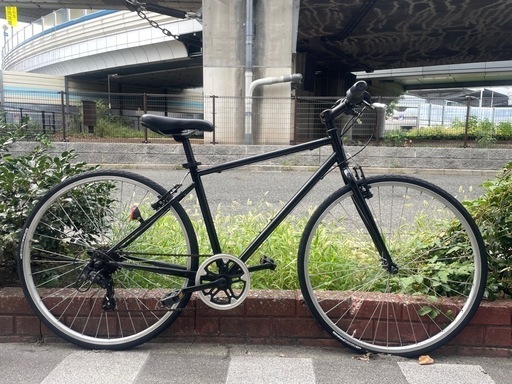 中古車 前後タイヤ新品✨　165㎝～180㎝　クロスバイク　SHIMANO/外装7段変速　700C　Vブレーキ　鍵付き　ブラック　中古自転車　整備済　点検調整永久無料　西宮市