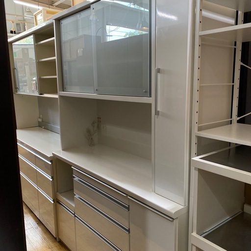 ⚪️国産松田家具 レンジボード 食器棚 キッチンボード　ダイニングボード オープンボード NO.1490F