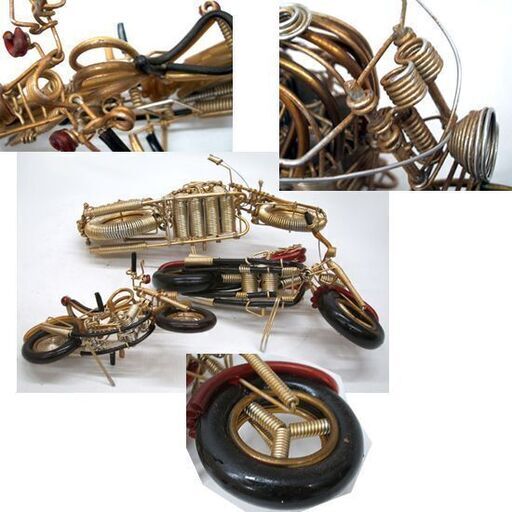 【新作からSALEアイテム等お得な商品満載】 3台セット バイク ワイヤーアート ハーレー他 針金 金属 18-30cm その他