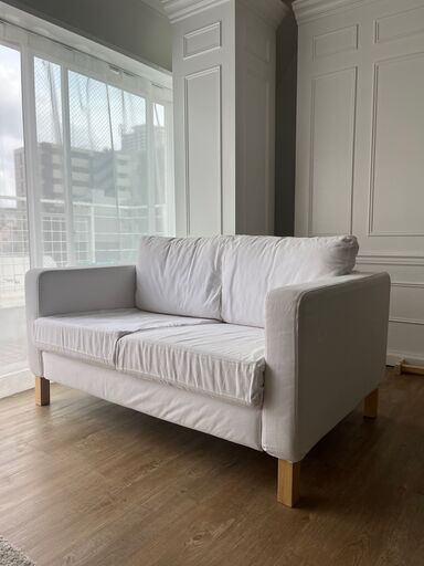 IKEA 二人がけソファ 白カバー付き