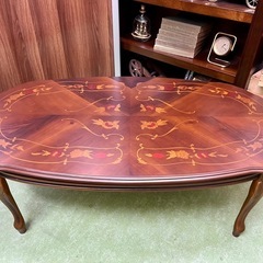 イタリア製【センターテーブル 118×63×42】象嵌細工 猫脚 ローテーブル