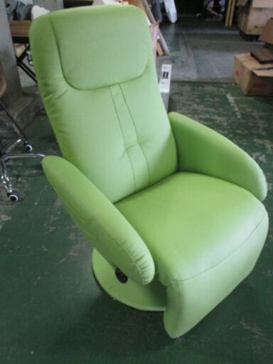 ⑨-2　未使用/新品　アウトレット　パーソナルチェア フットレスト付き オシャレ リクライニング ソファー 140°リクライニング 360度回転 ソファ グリーン