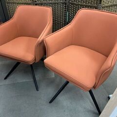 Lotus ロータス ダイニングチェア 2脚セット 回転椅子 オレンジ-upper