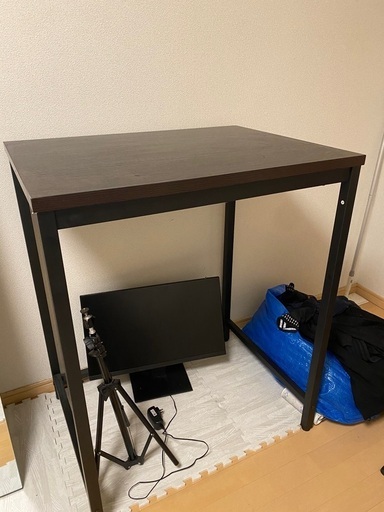 スタンディングデスク 幅80cm x 60cm 高さ98cm 木目 ハイテーブル