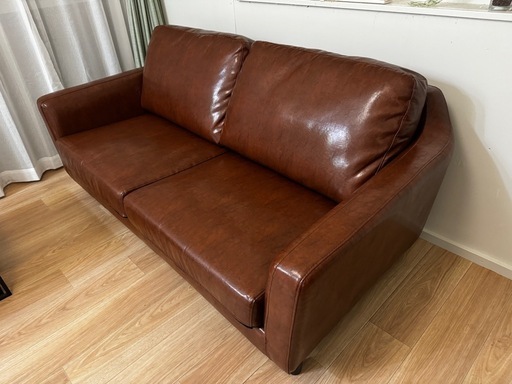 ソファ 2.5人掛け ダークブラウン合皮 美品\n