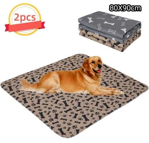 大特価！新品！2個セット！80cm x 90cm ペット用おしっこマット ペット犬用 防水マット 2点入り速乾 消臭 滑り止め 犬 猫 ペットシーツ 丸ごと洗える 繰り返し利用可能